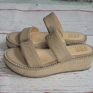 Frye Women's Beige Leather Espadrille Wedges Size 8